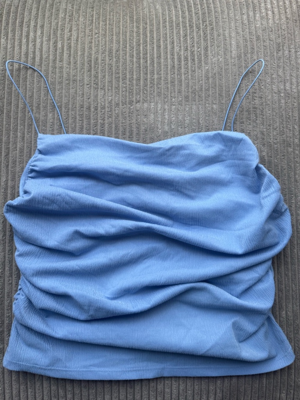 H&M Light Blue Ruched tank top large corset bustier